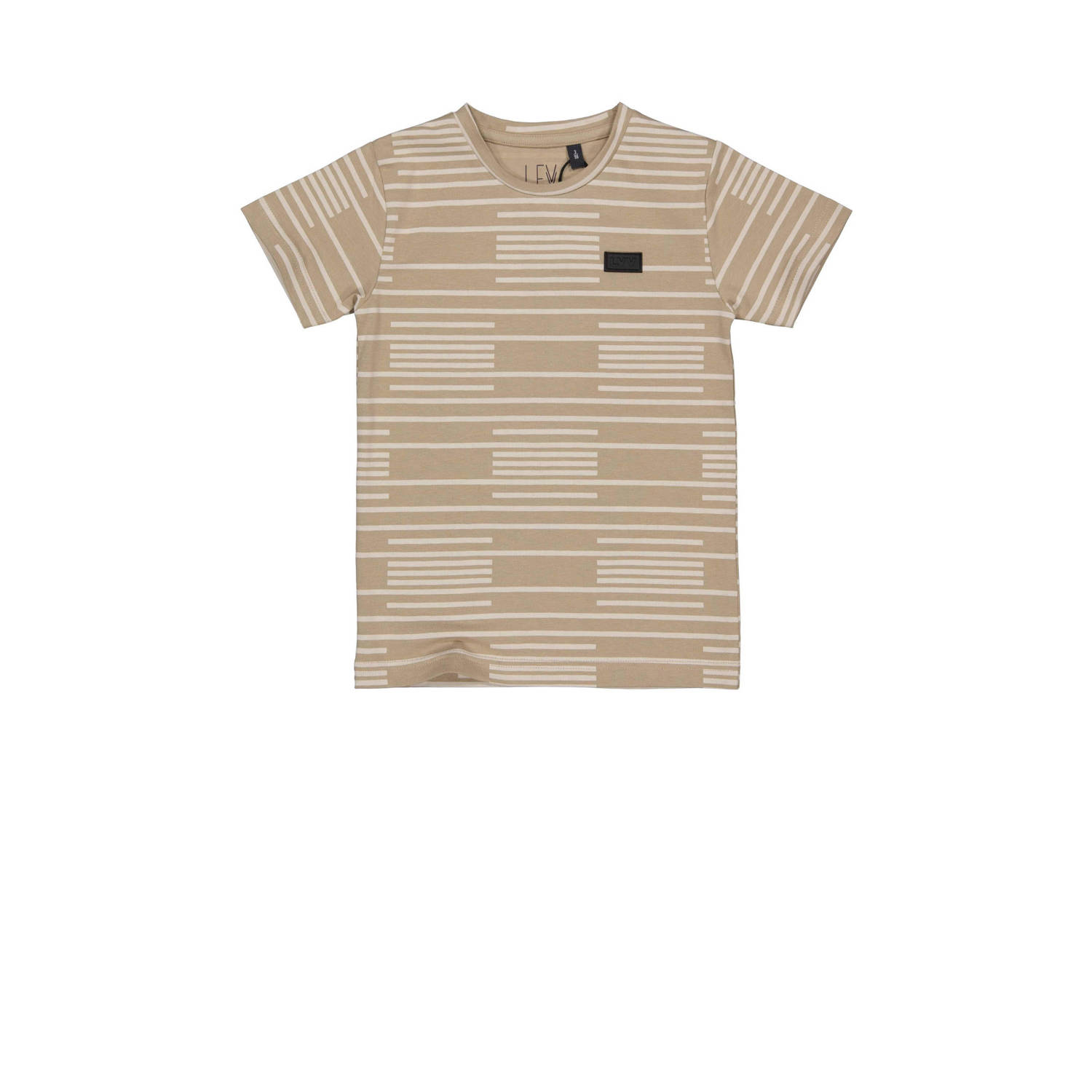 LEVV T-shirt MASON met all over print kameel wit