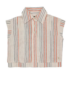 gestreepte  top MIEP beige/donkerblauw/oranje