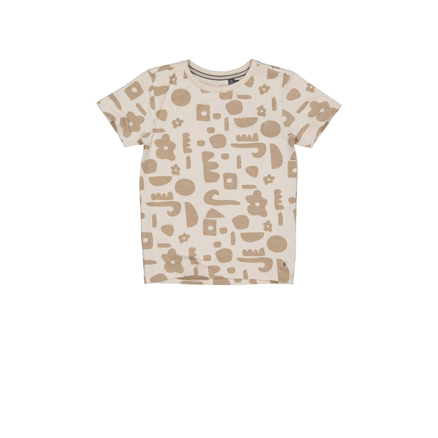 LEVV T-shirt KEJE met all over print beige bruin Jongens Katoen Ronde hals 116