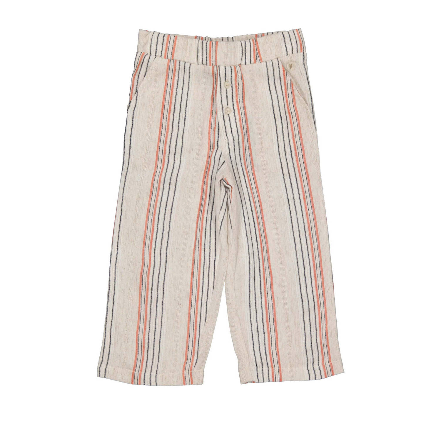 LEVV gestreepte regular fit broek MURIELL ecru blauw oranje Beige Meisjes Viscose 104