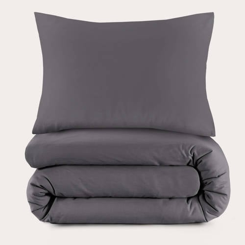 NOUS Living basis dekbedovertrek - antraciet (140x220 cm) - Antraciet