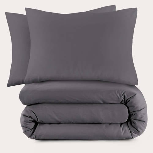NOUS Living basis dekbedovertrek - antraciet (200x220 cm) - Antraciet