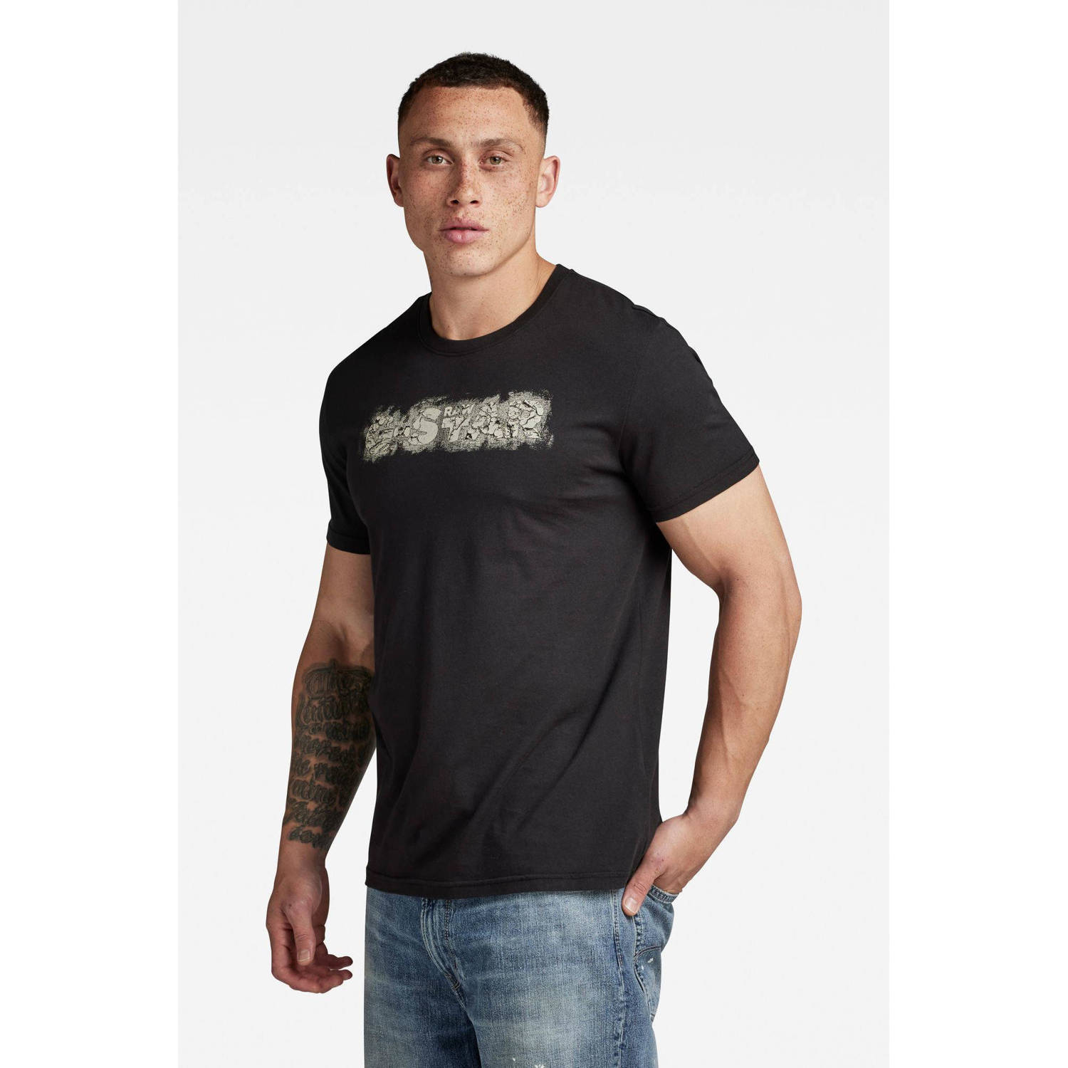 G-Star RAW regular fit T-shirt met printopdruk zwart
