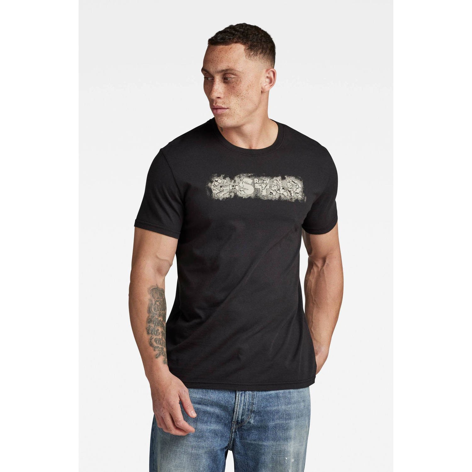 G-Star RAW regular fit T-shirt met printopdruk zwart