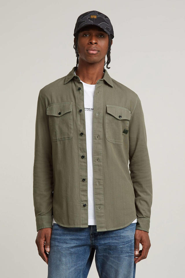 G-STAR slim fit denim overhemd Marine shamrock