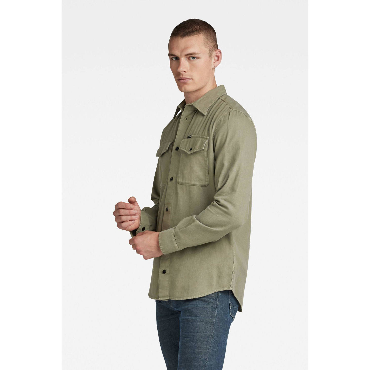 G-STAR slim fit denim overhemd Marine shamrock