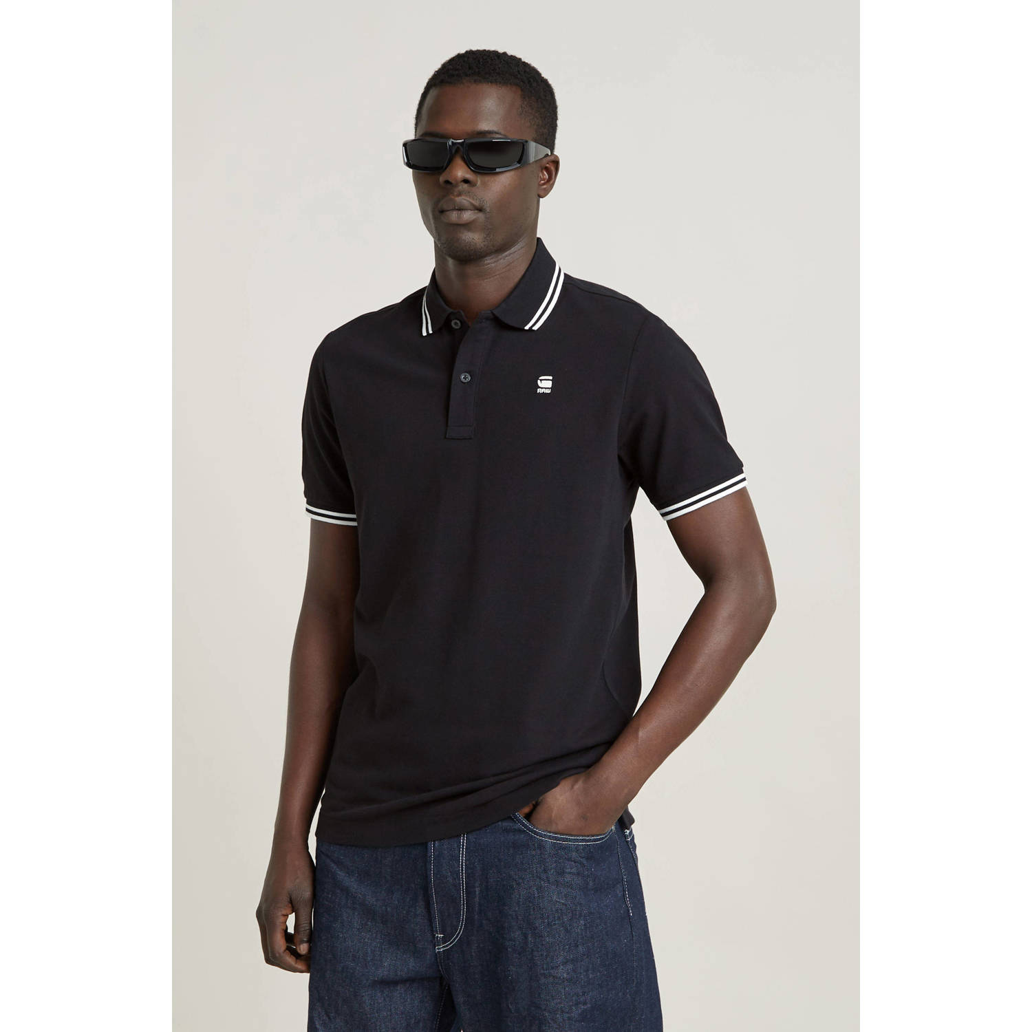 G-Star Raw Polo Shirt Korte Mouw Polo slim stripe manches longues Dunda