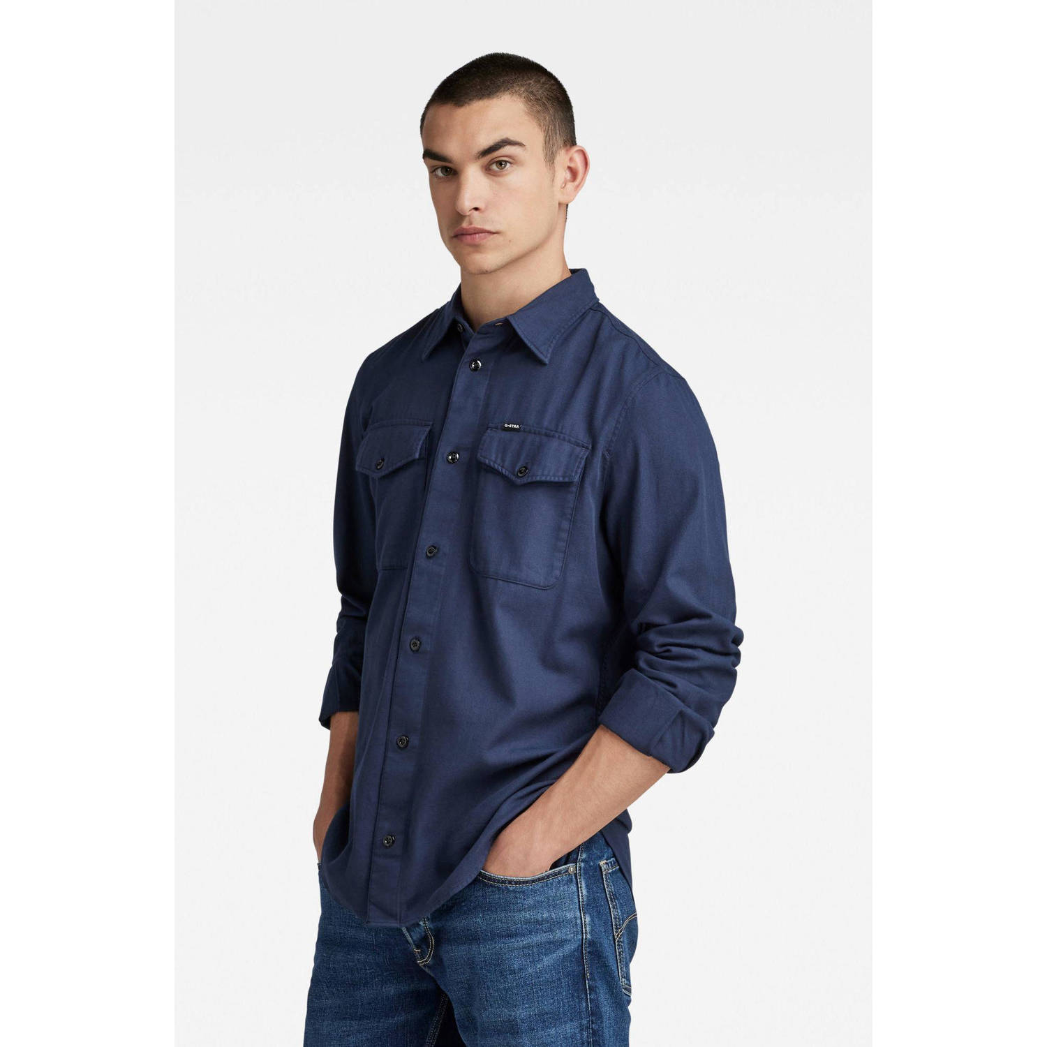 G-Star RAW slim fit denim overhemd Marine sartho blue