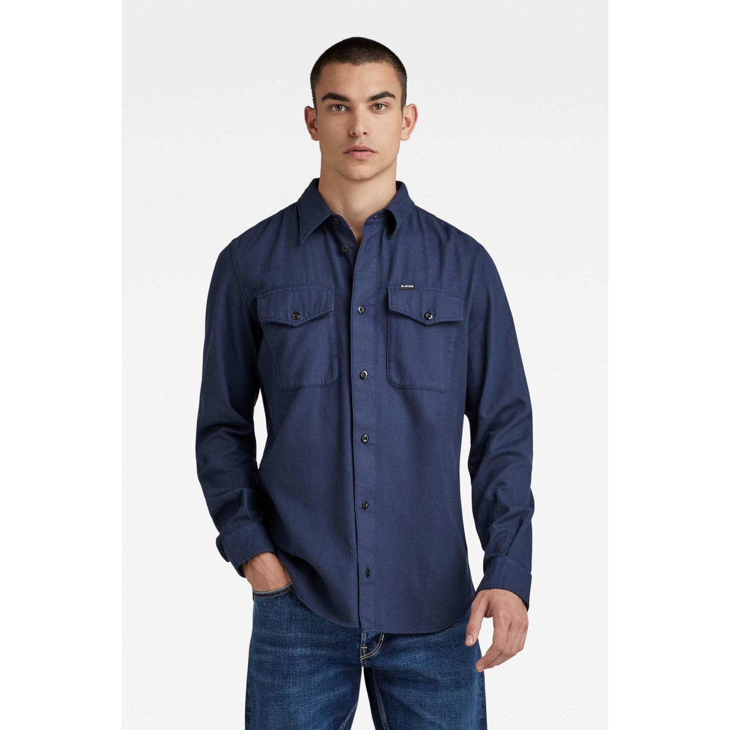 G-STAR slim fit denim overhemd Marine sartho blue