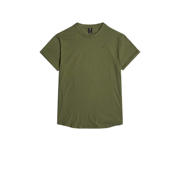 thumbnail: Olijfgroene heren G-Star RAW oversized T-shirt Lash van biologisch katoen met logo dessin, korte mouwen en ronde hals