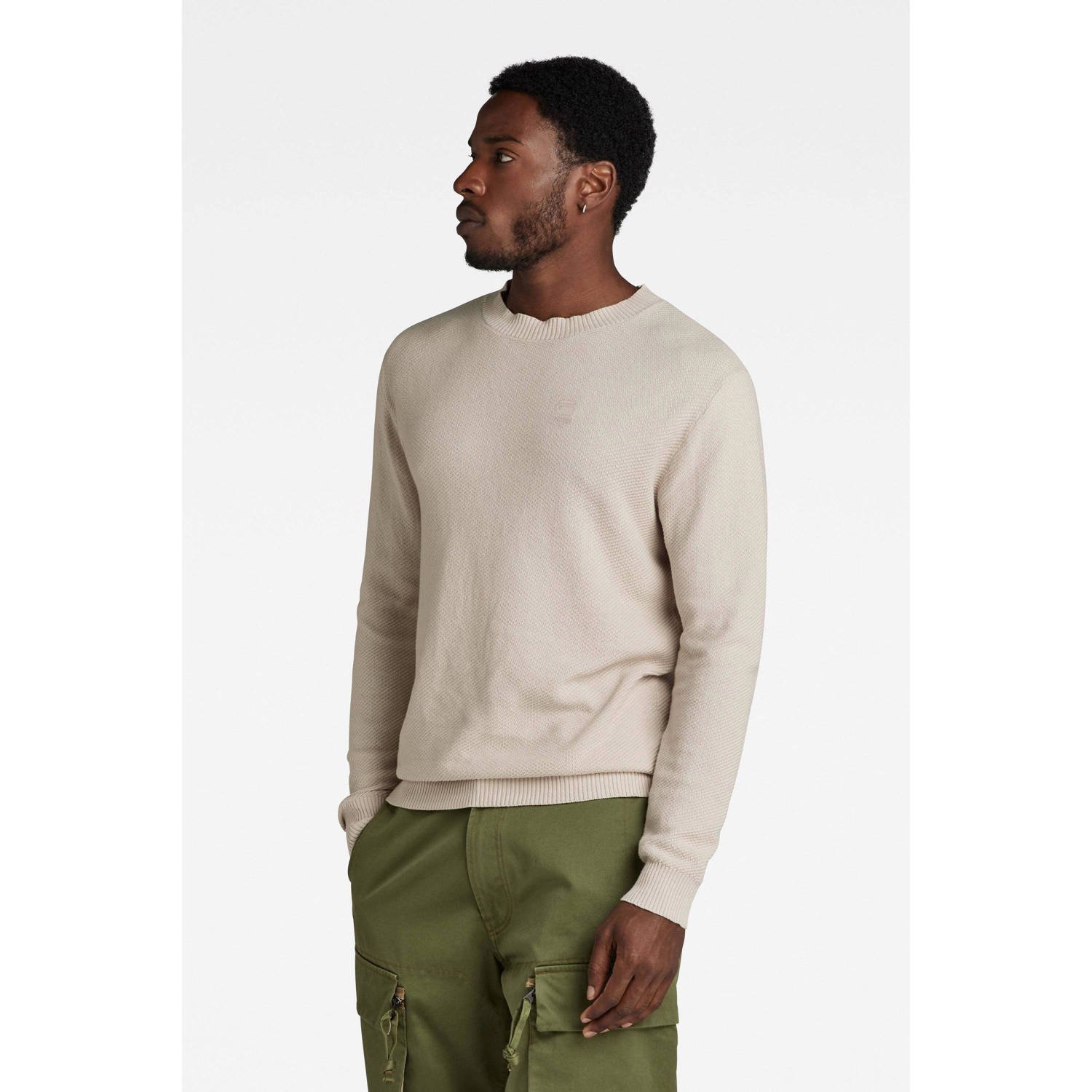 G-Star RAW fijngebreide trui Moss met logo whitebait