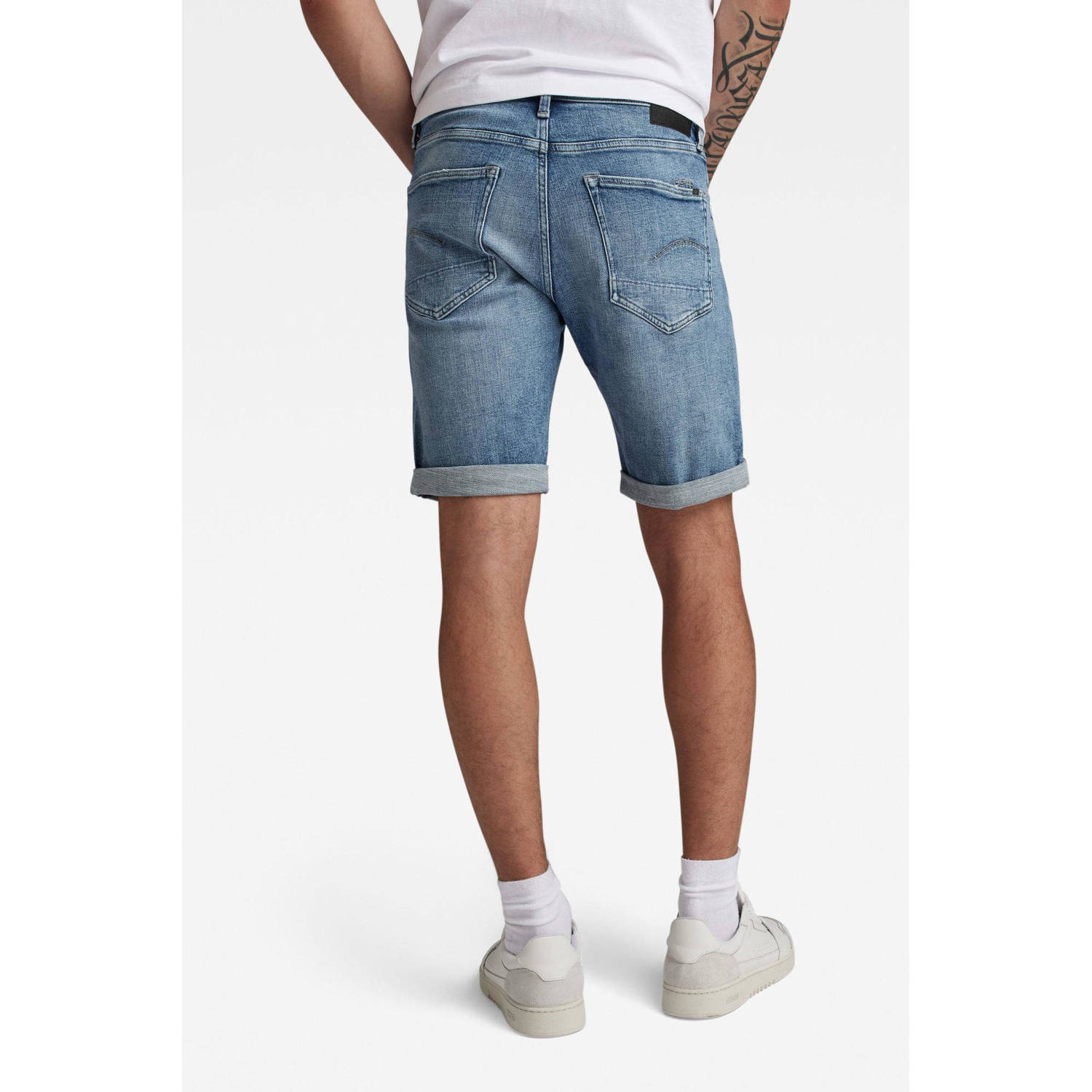 G-Star RAW 3301 slim fit denim short sun faded blue donau