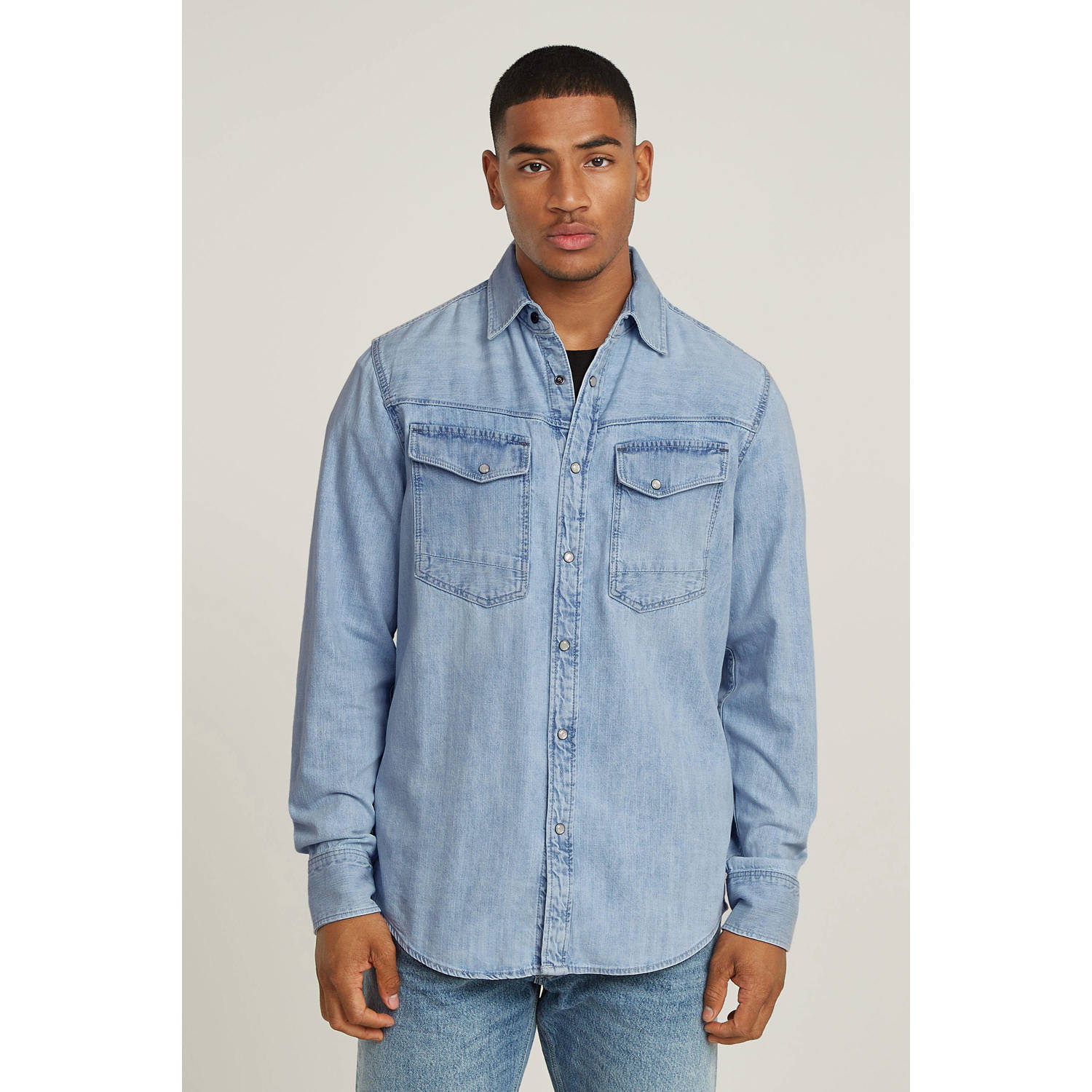 G-STAR RAW Heren Overhemden Dakota Slim Shirt L s Lichtblauw