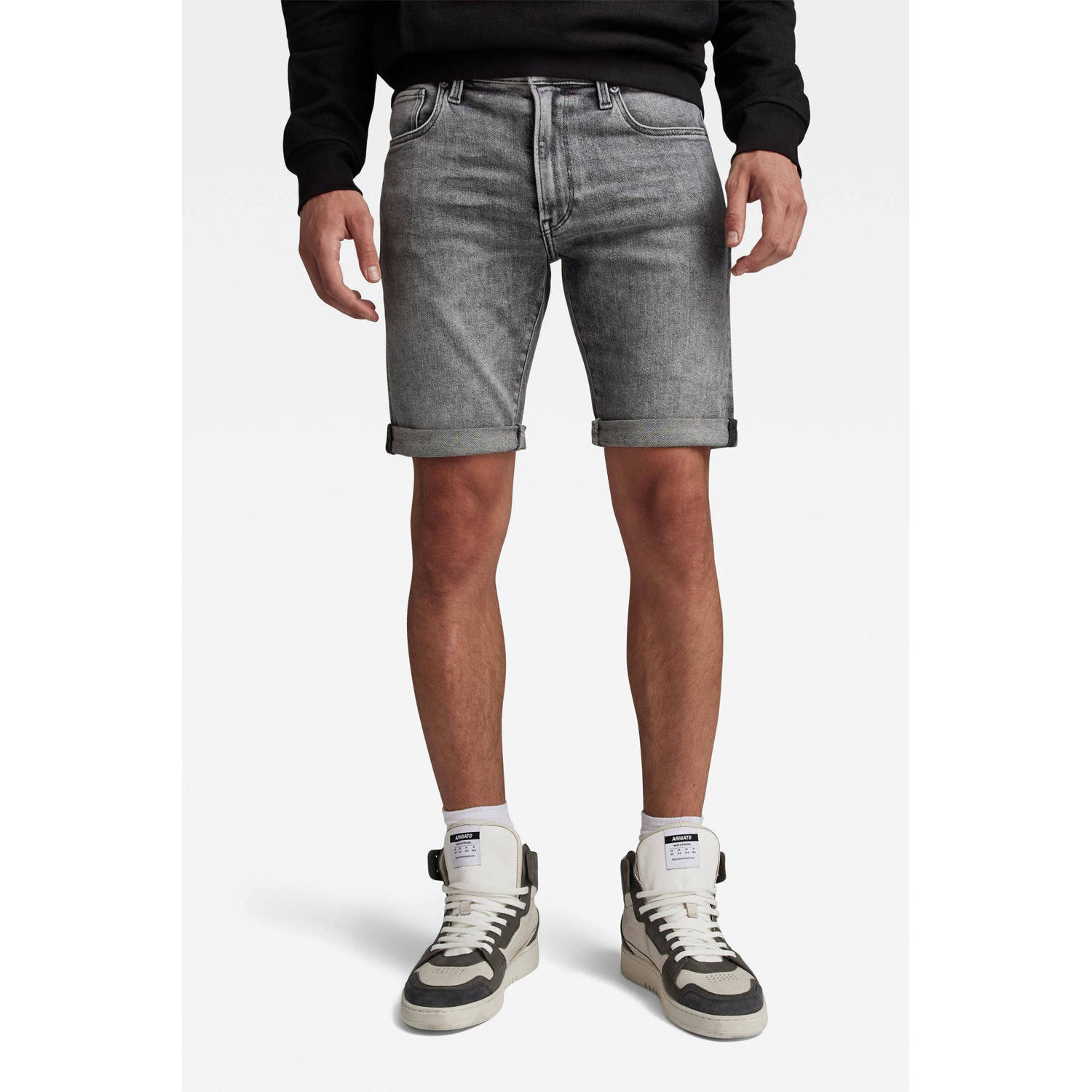 G-Star RAW 3301 slim fit denim short faded grey neblina