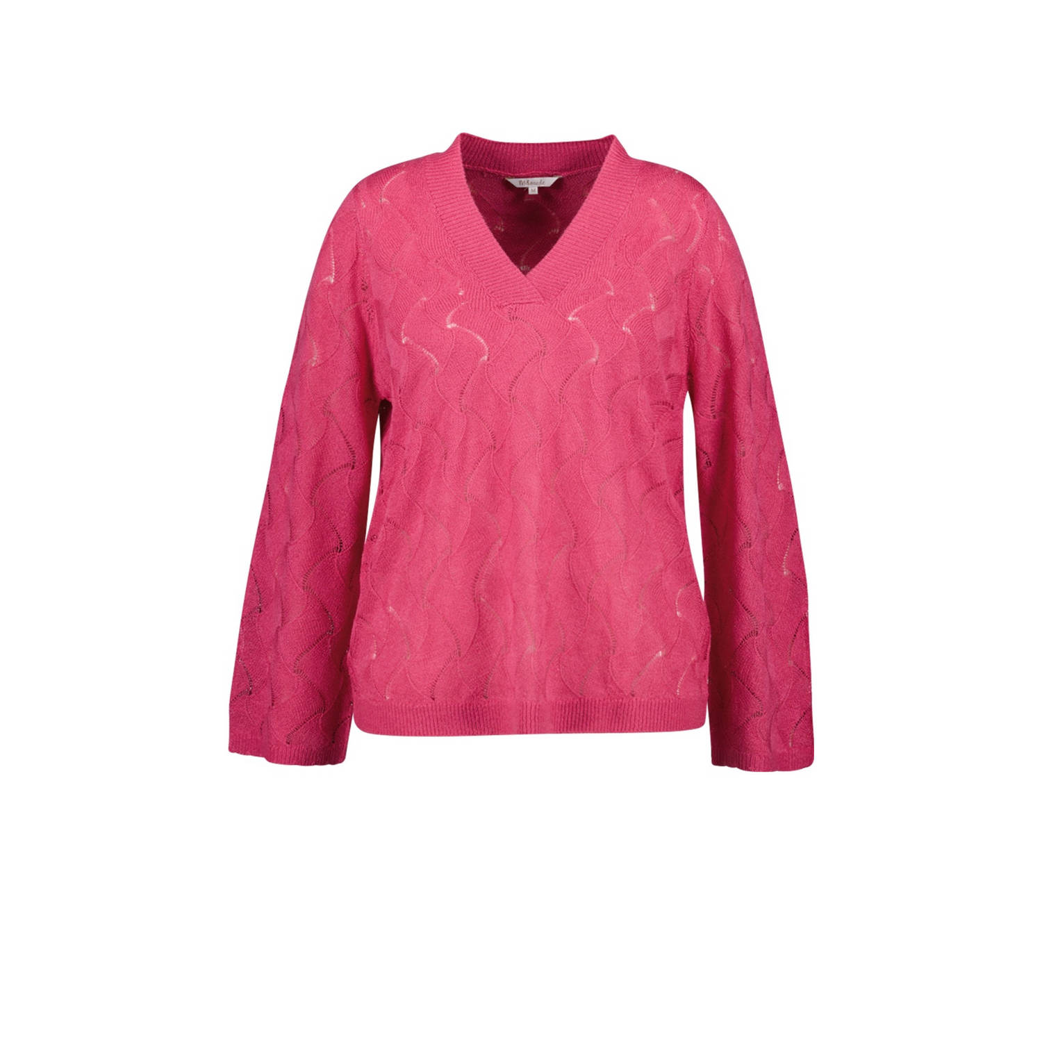 MS Mode fijngebreide trui met ingebreid patroon roze