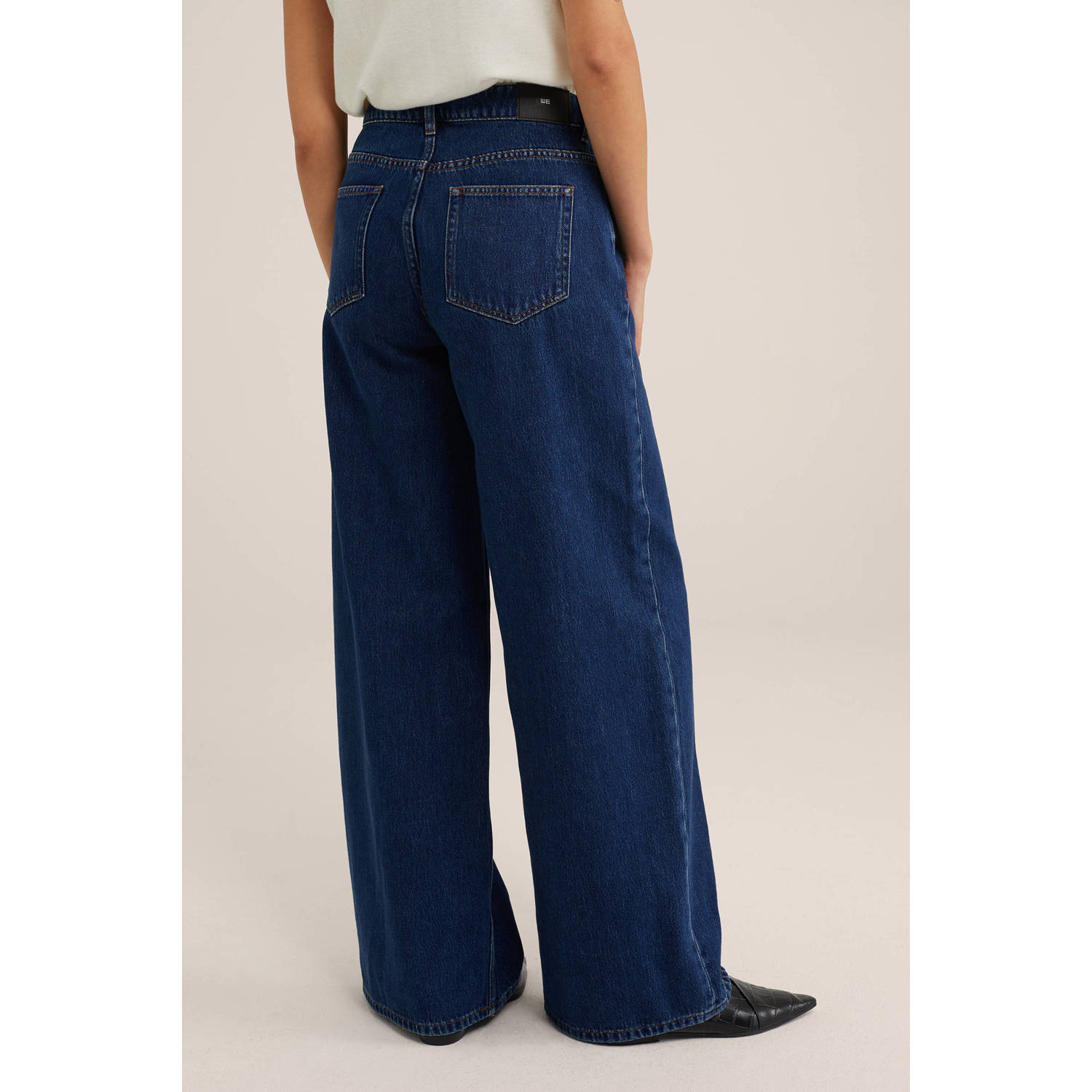 WE Fashion WE STUDIO high waist wide leg jeans dark blue denim