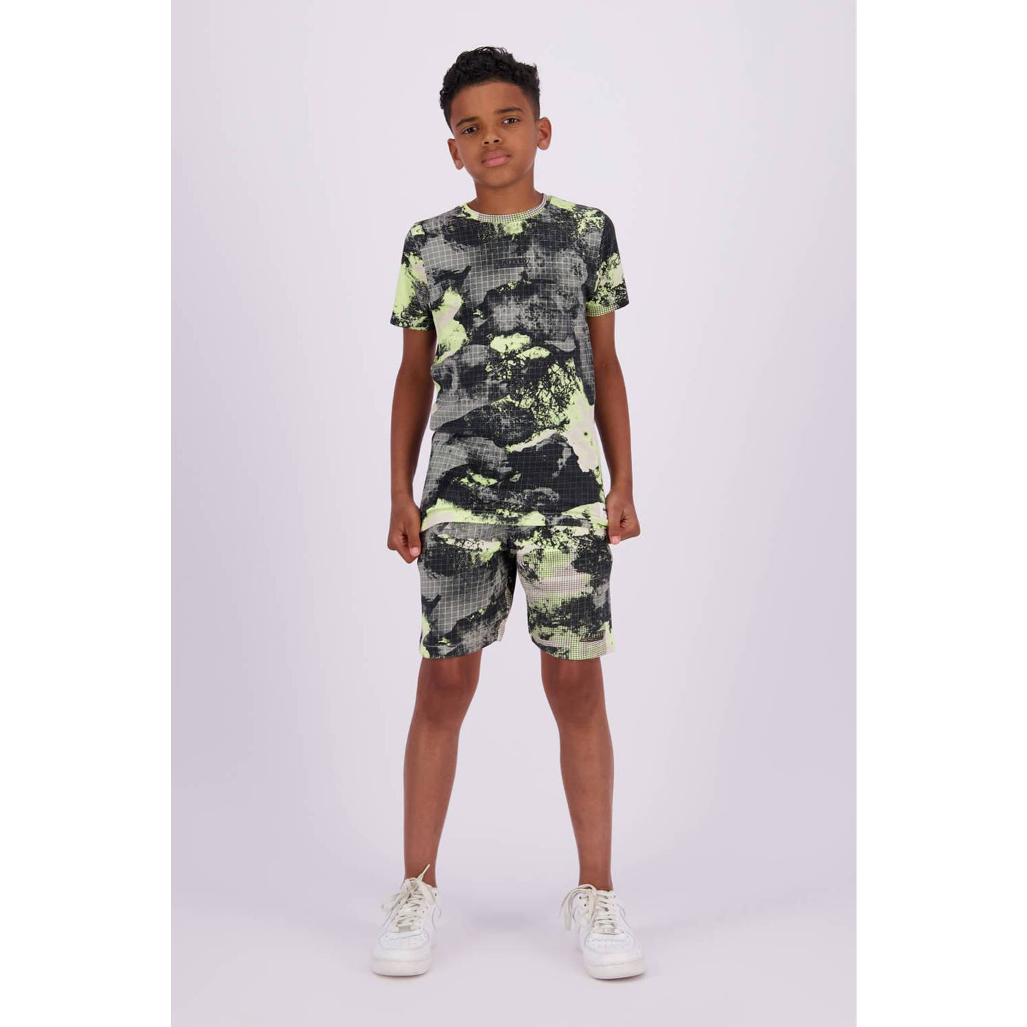 Raizzed T-shirt Zinder met all over print geel zand zwart Jongens Katoen Ronde hals 128