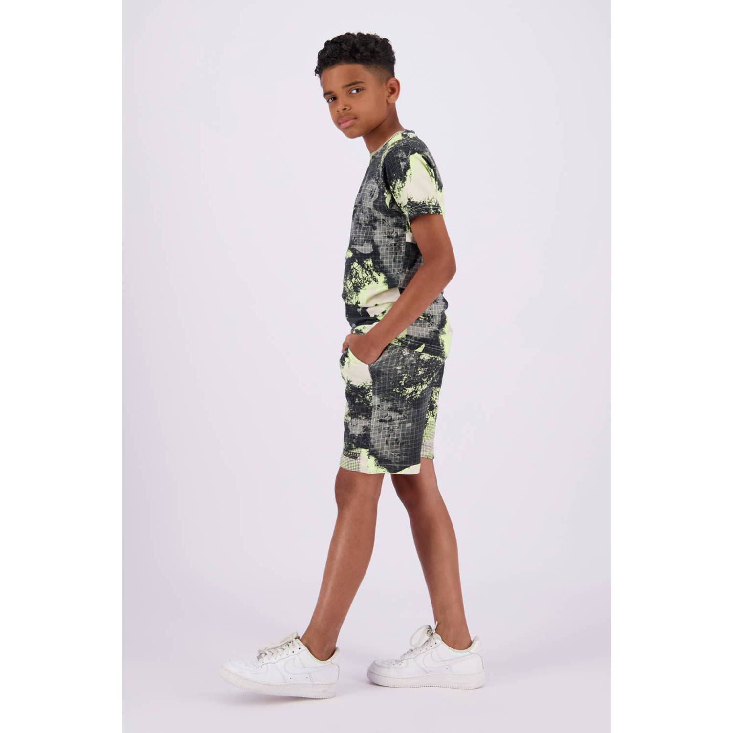 Raizzed T-shirt Zinder met all over print geel zand zwart