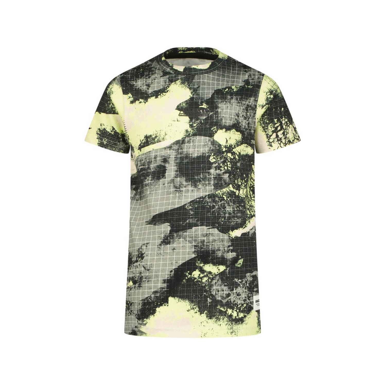 Raizzed T-shirt Zinder met all over print geel zand zwart
