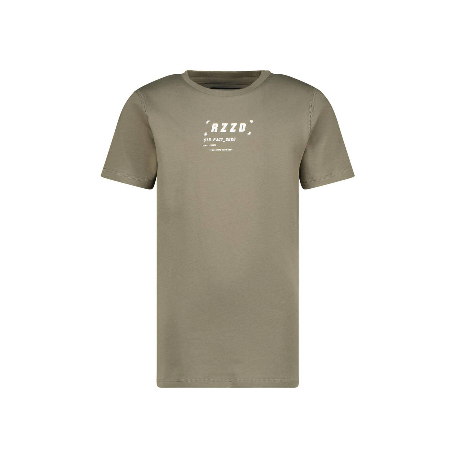 Raizzed T-shirt Huck met logo olijfgroen Jongens Polyester Ronde hals Logo 128