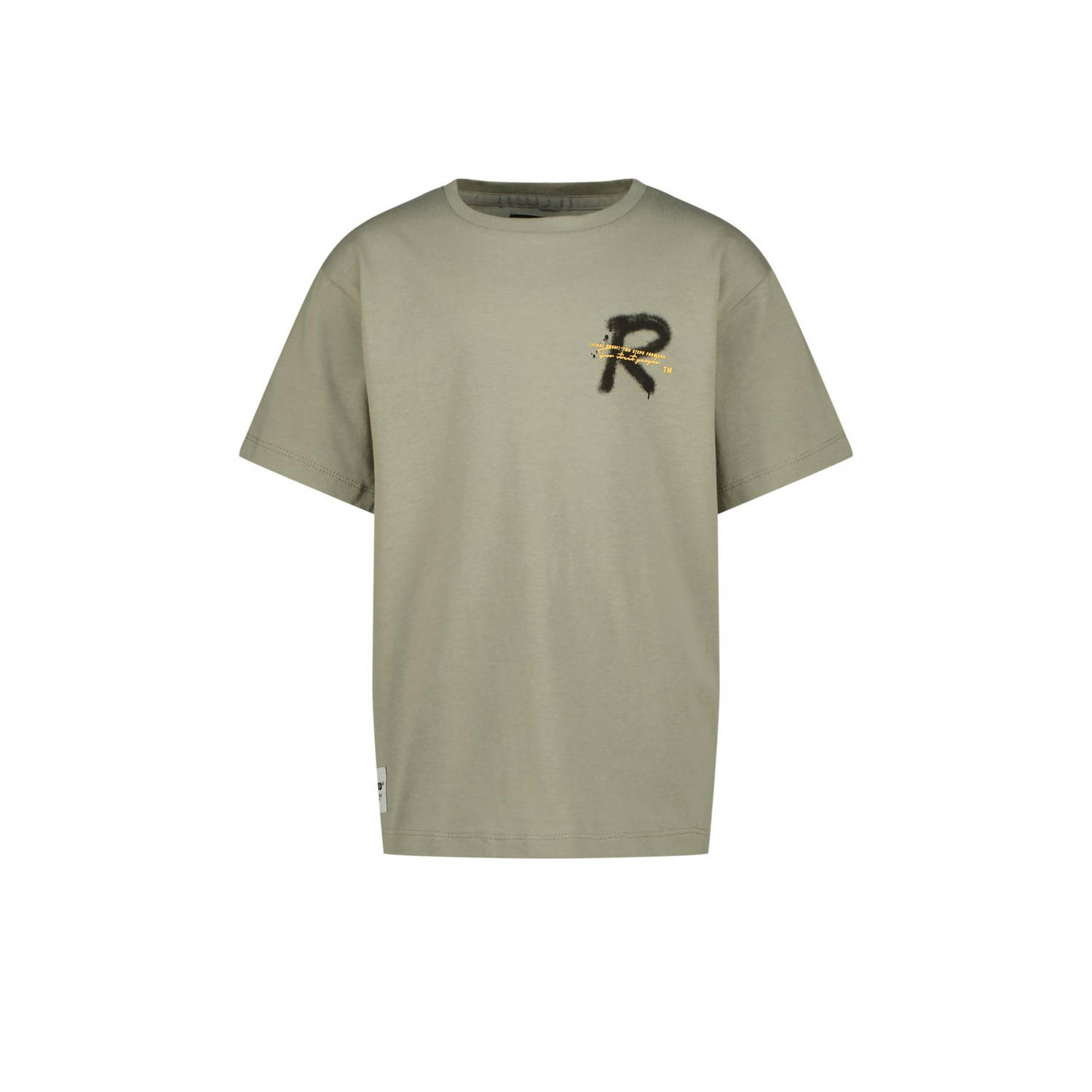 Raizzed T-shirt Halston met printopdruk grijsgroen Jongens Katoen Ronde hals 164