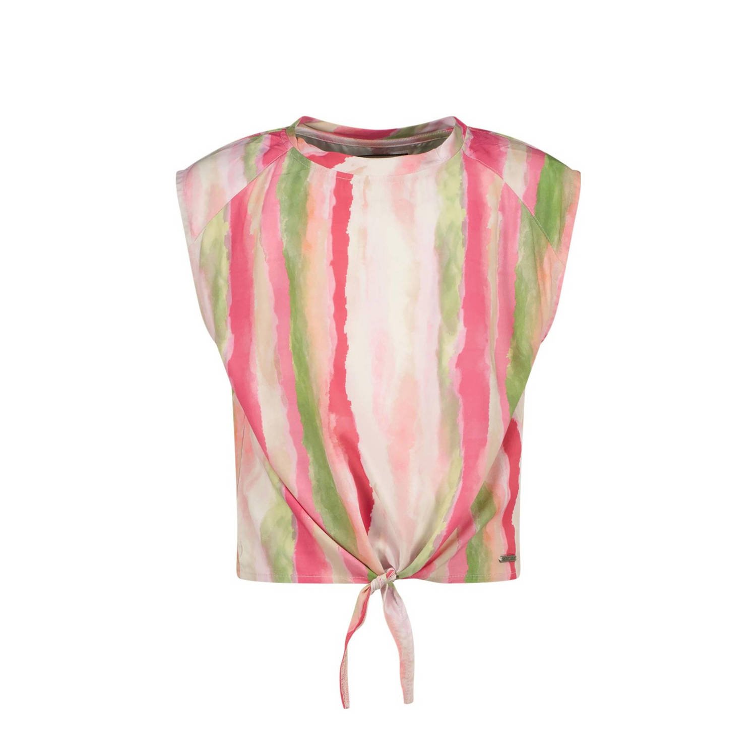 Raizzed T-shirt Helsa roze wit groen Meisjes Viscose Ronde hals Meerkleurig 128