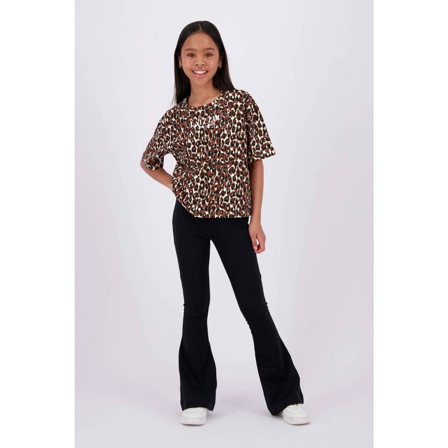 Raizzed T-shirt Farah met panterprint bruin beige Meisjes Katoen Ronde hals 152