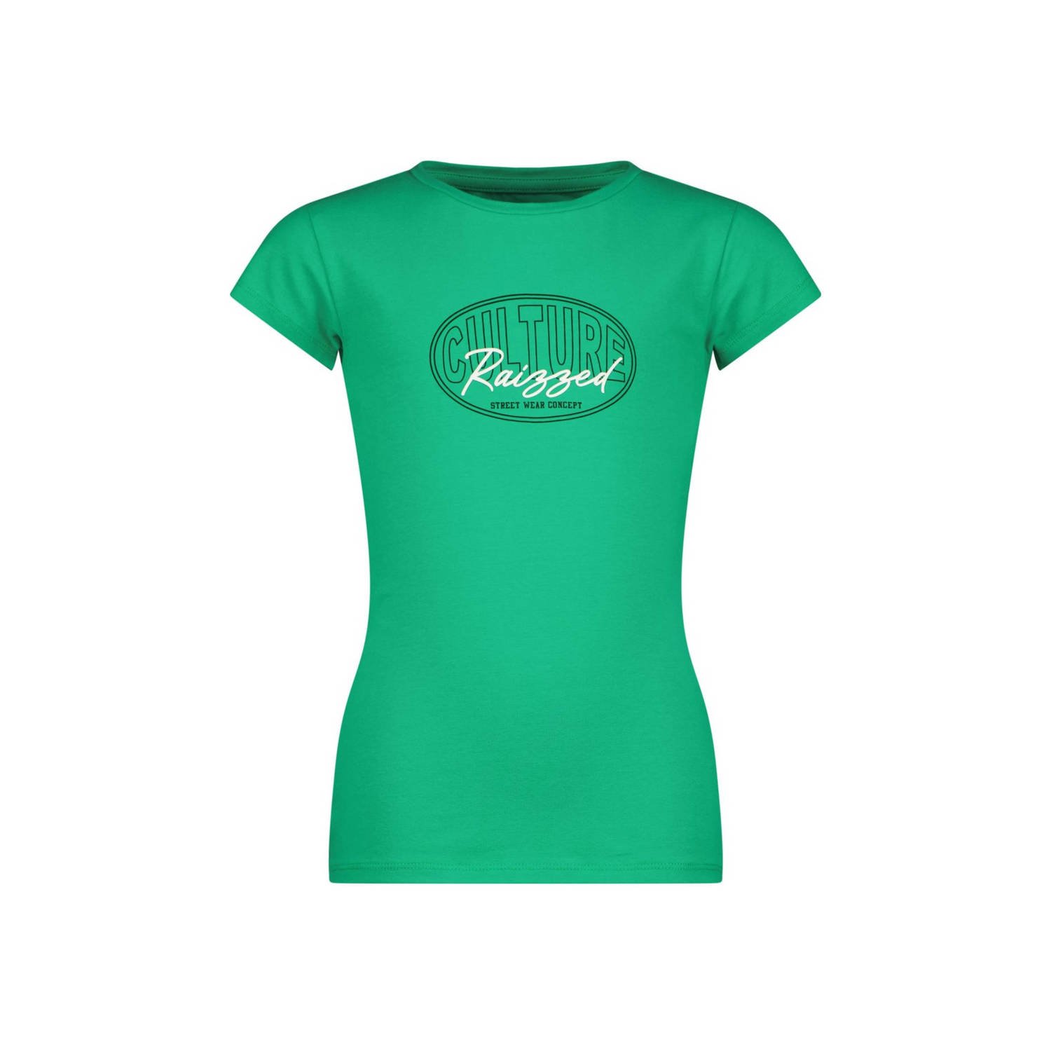 Raizzed T-shirt Mayra met printopdruk felgroen Meisjes Katoen Ronde hals 128