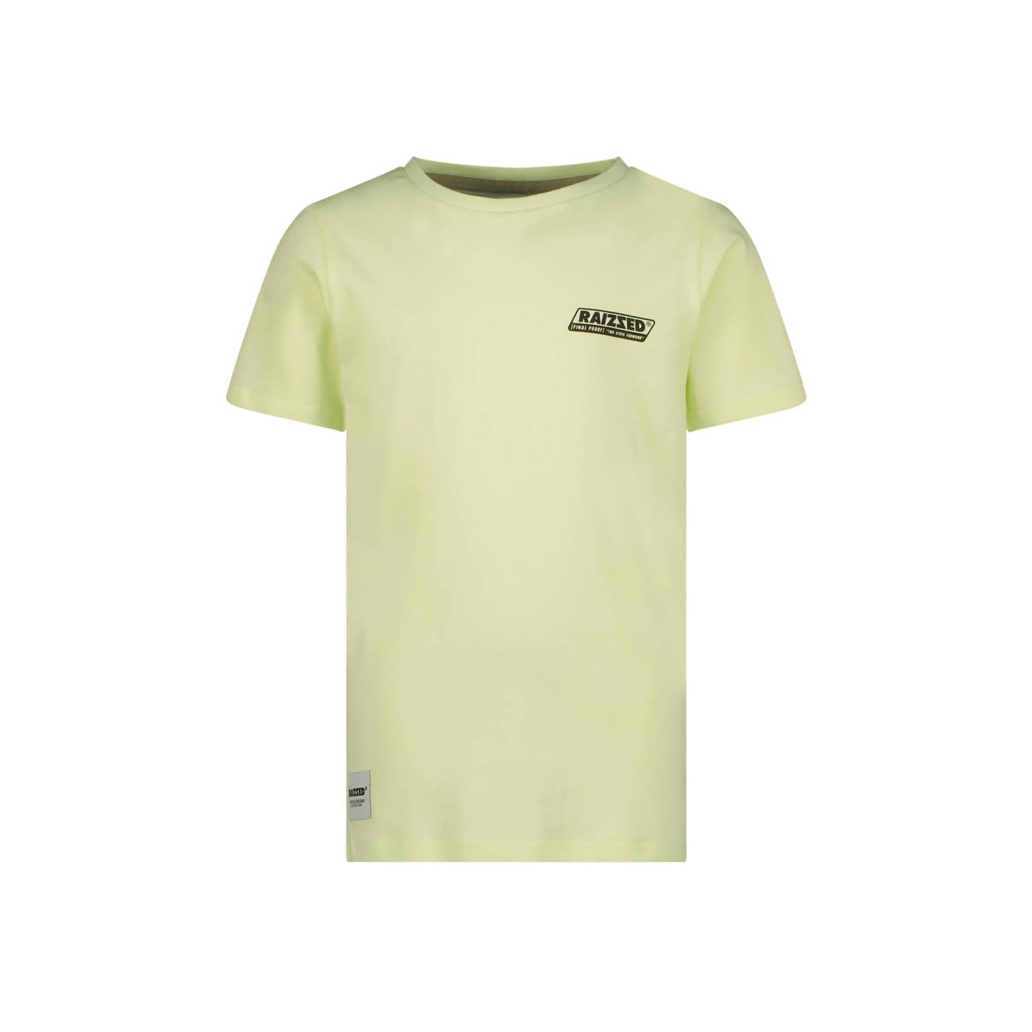 Raizzed T-shirt Beckley met printopdruk lichtgeel Jongens Katoen Ronde hals 128