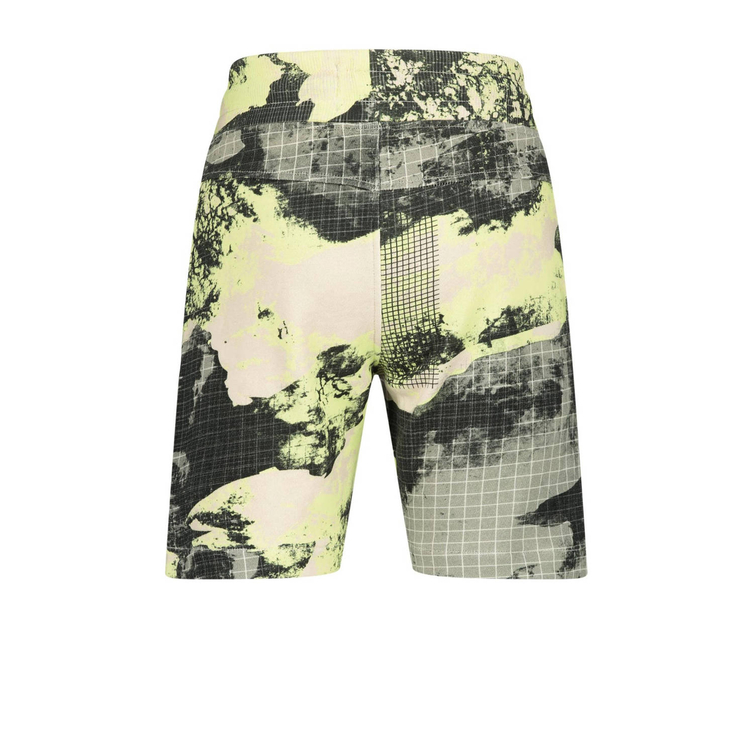 Raizzed sweatshort Waco met all over print geel zand zwart