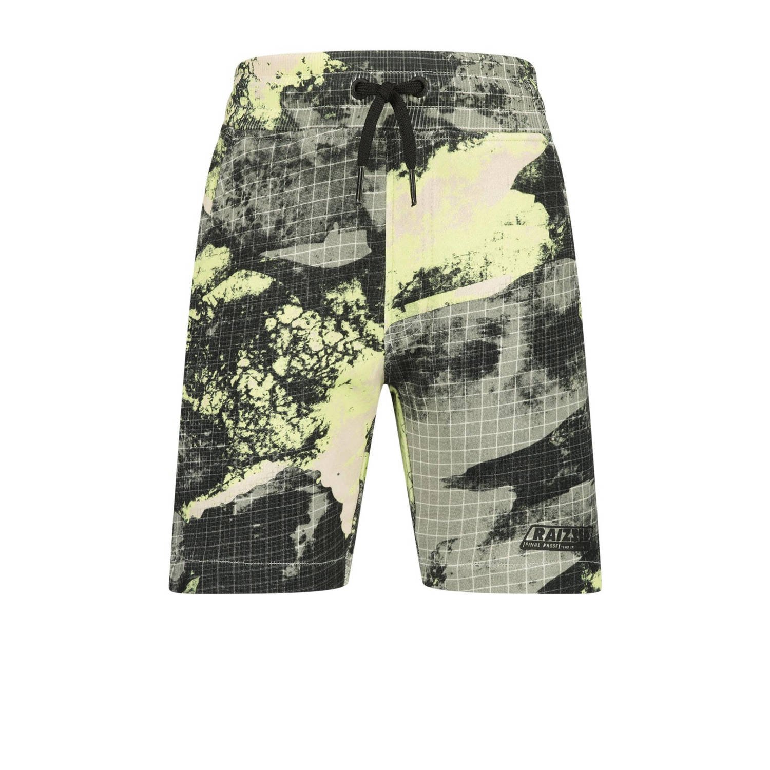 Raizzed sweatshort Waco met all over print geel zand zwart Korte broek 128