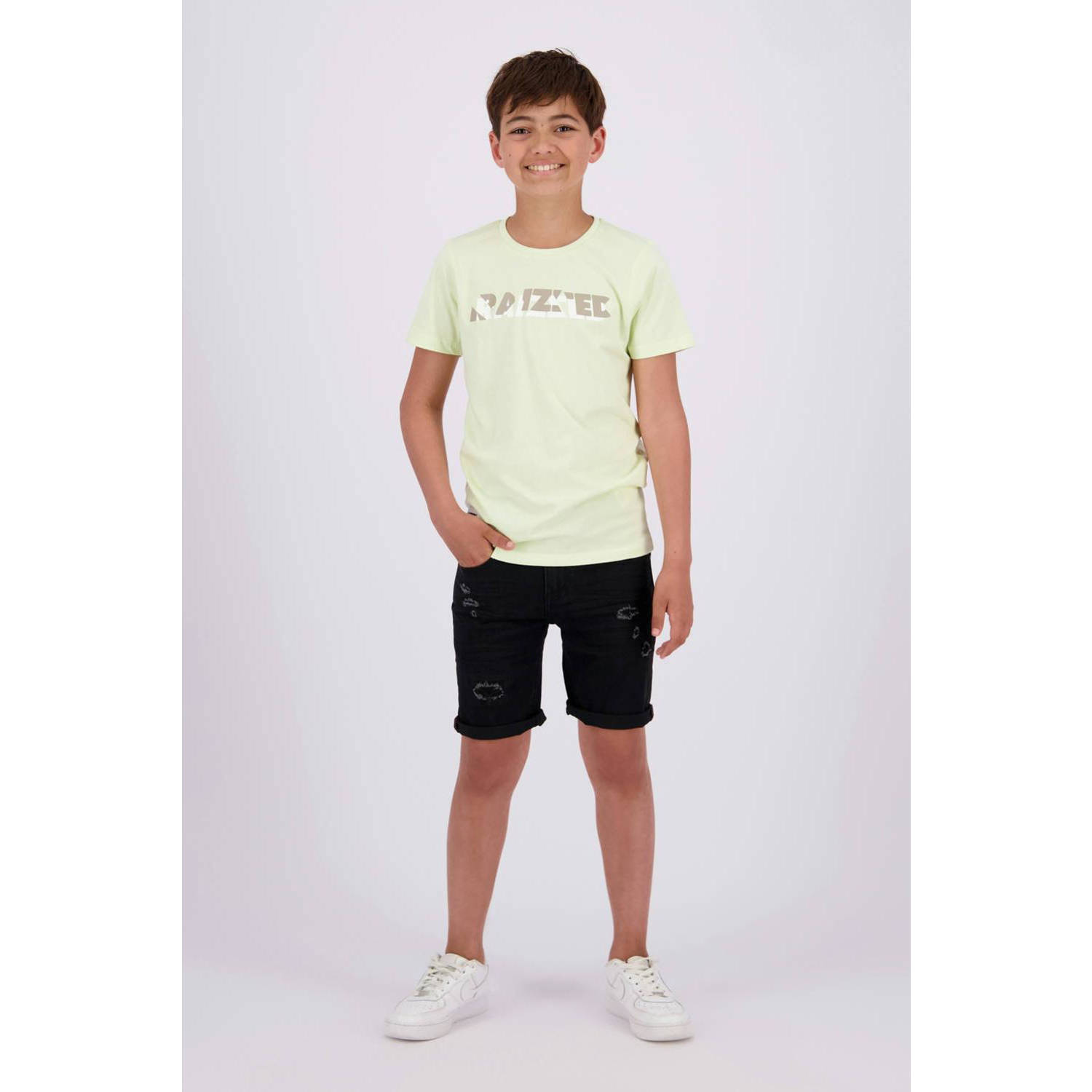 Raizzed T-shirt Augsburg met logo lichtgeel Jongens Katoen Ronde hals Logo 128