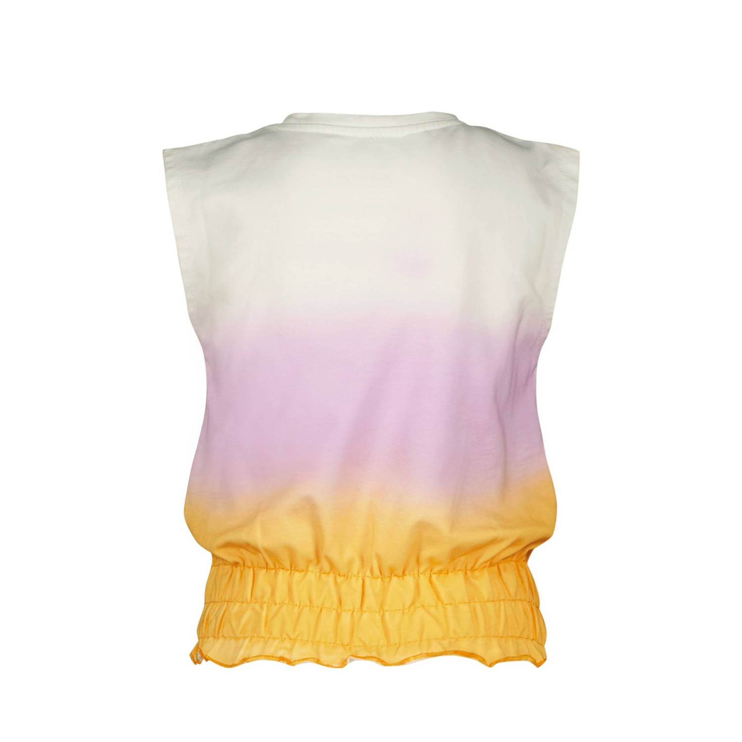 Raizzed mouwloze top Kia offwhite lila oranje