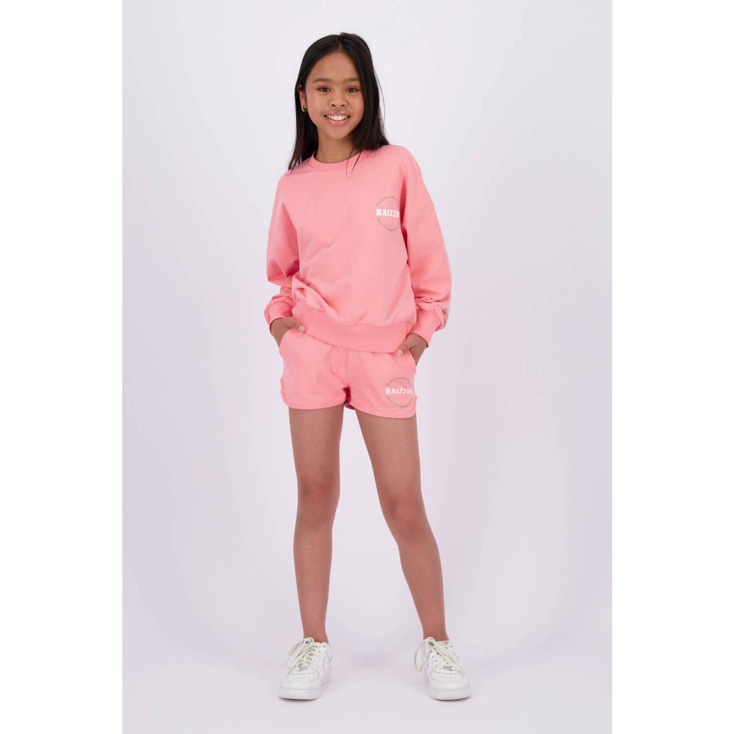 Raizzed sweatshort Auston met printopdruk roze