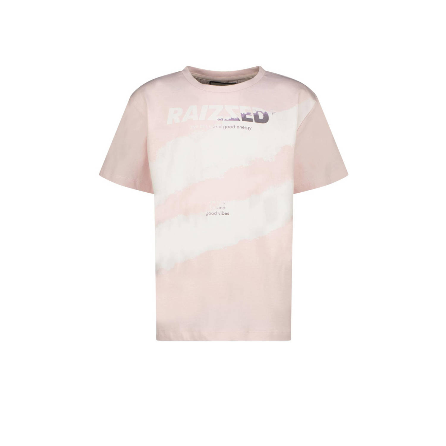 Raizzed T-shirt Hush met printopdruk roze wit Grijs Jongens Katoen Ronde hals 128