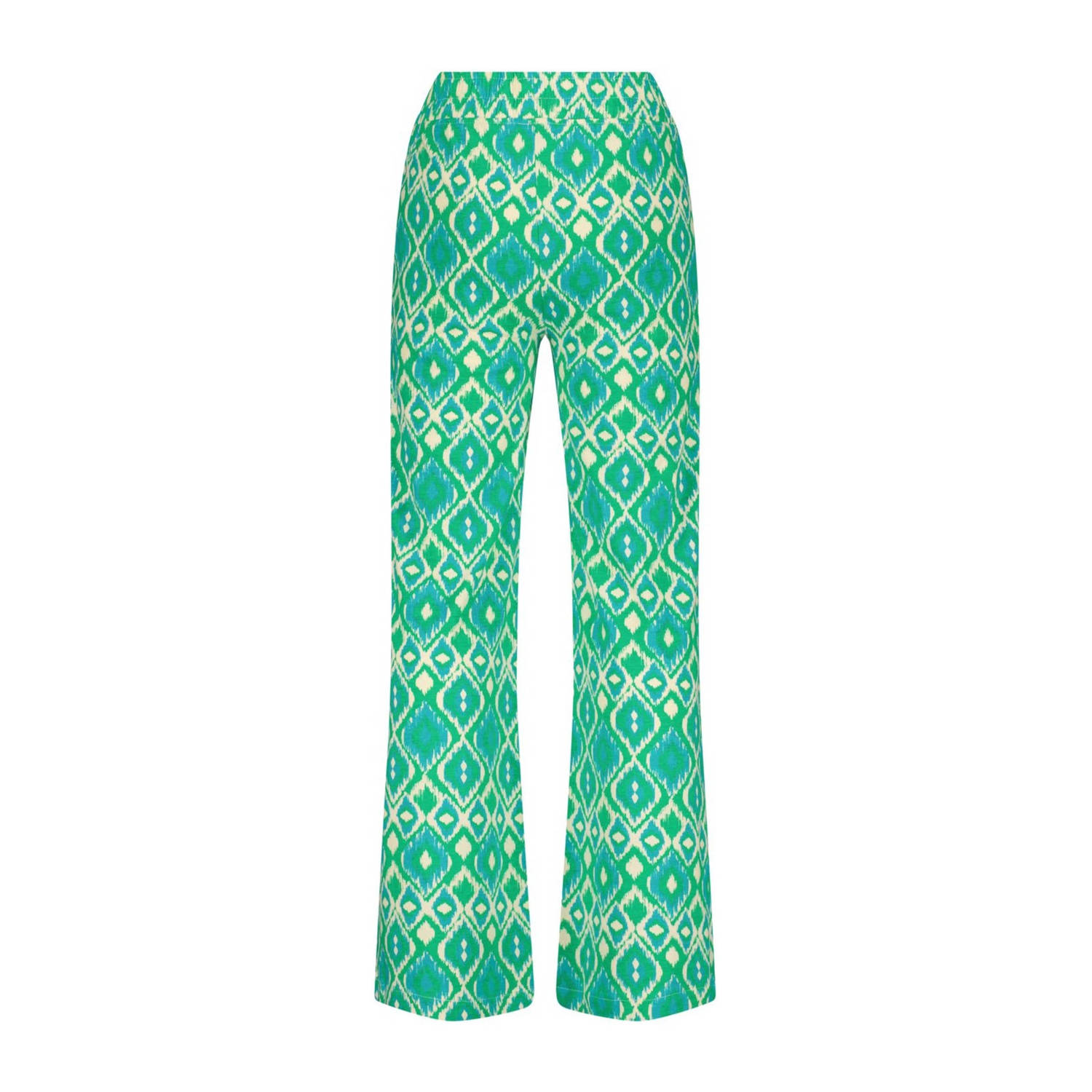 Raizzed wide leg broek Teske met all over print fel mintgroen zachtgeel