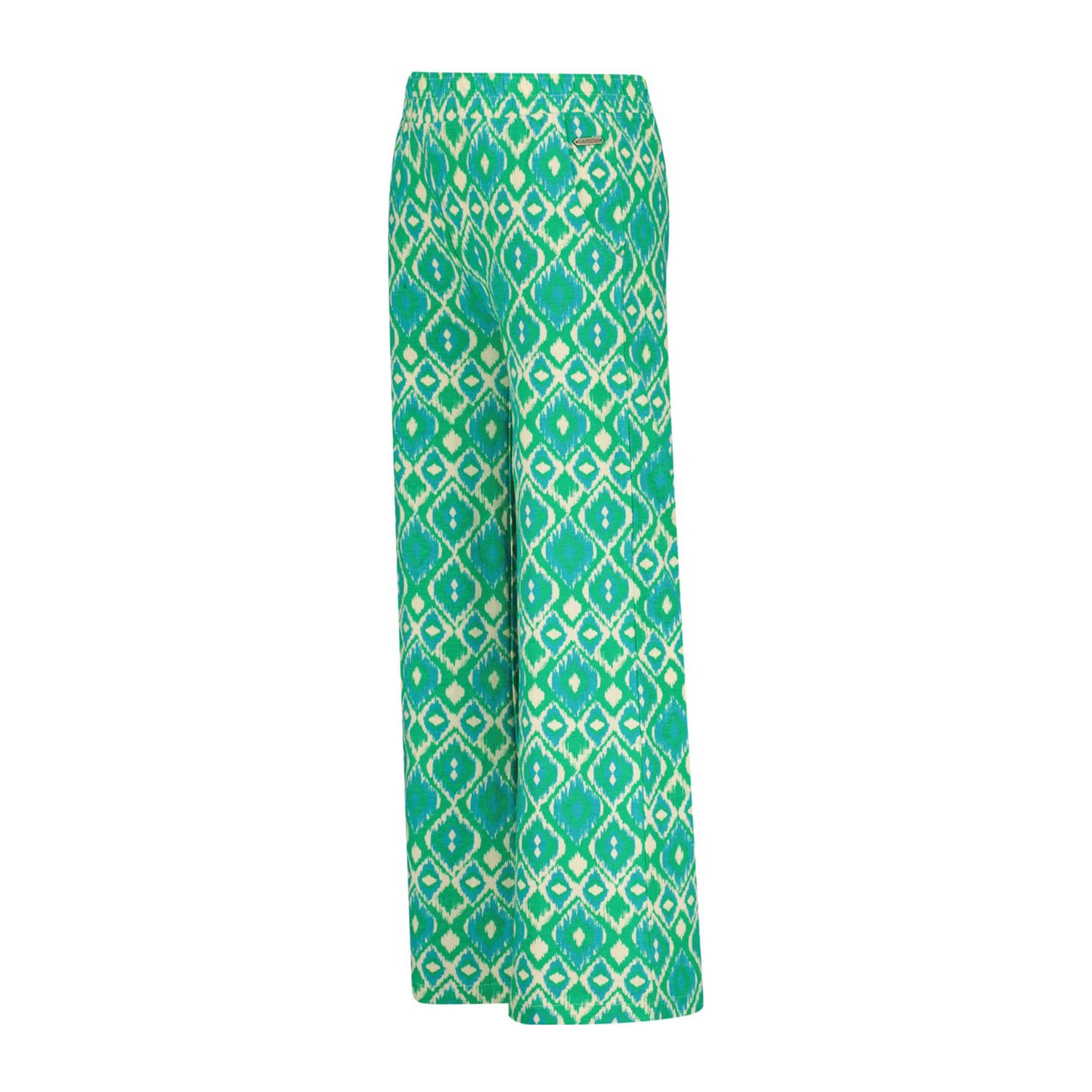 Raizzed wide leg broek Teske met all over print fel mintgroen zachtgeel