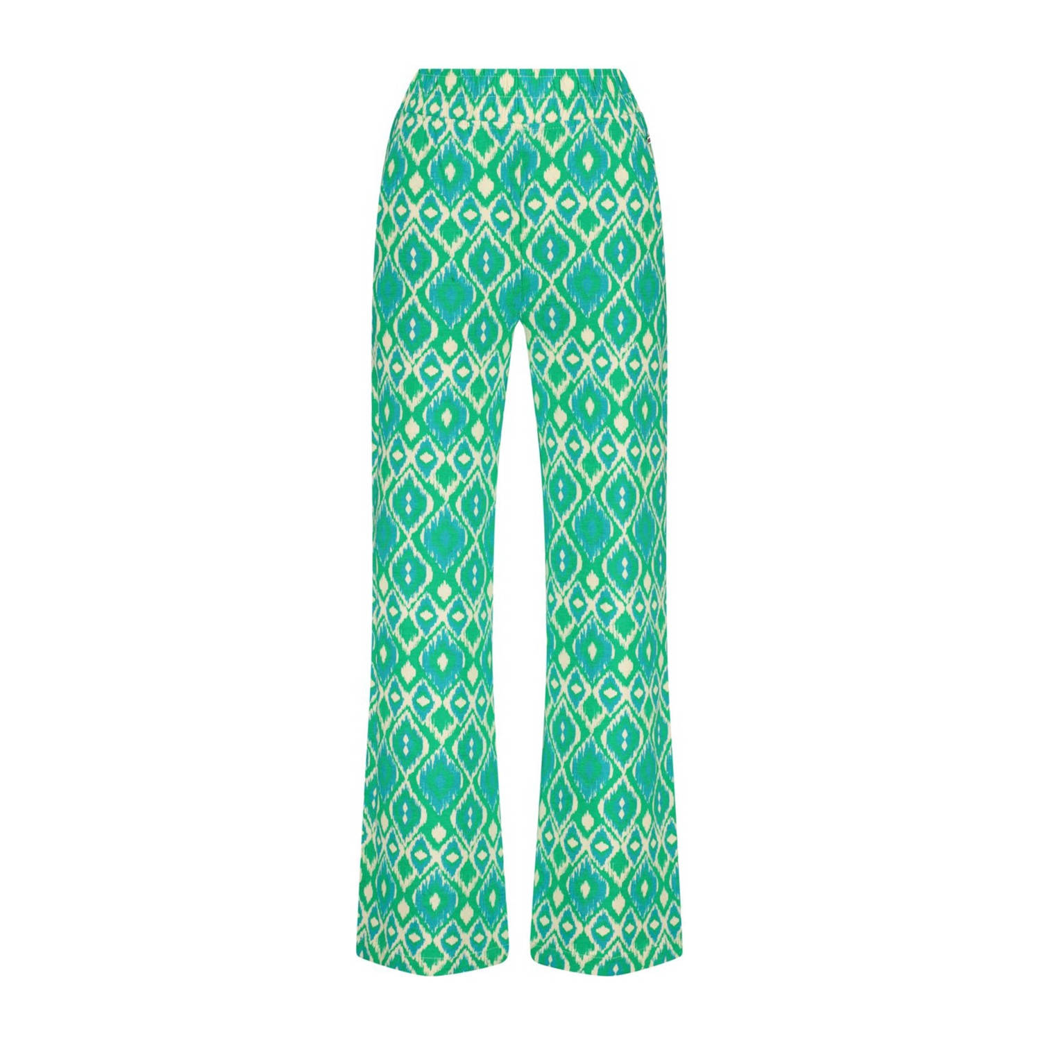 Raizzed wide leg broek Teske met all over print fel mintgroen zachtgeel