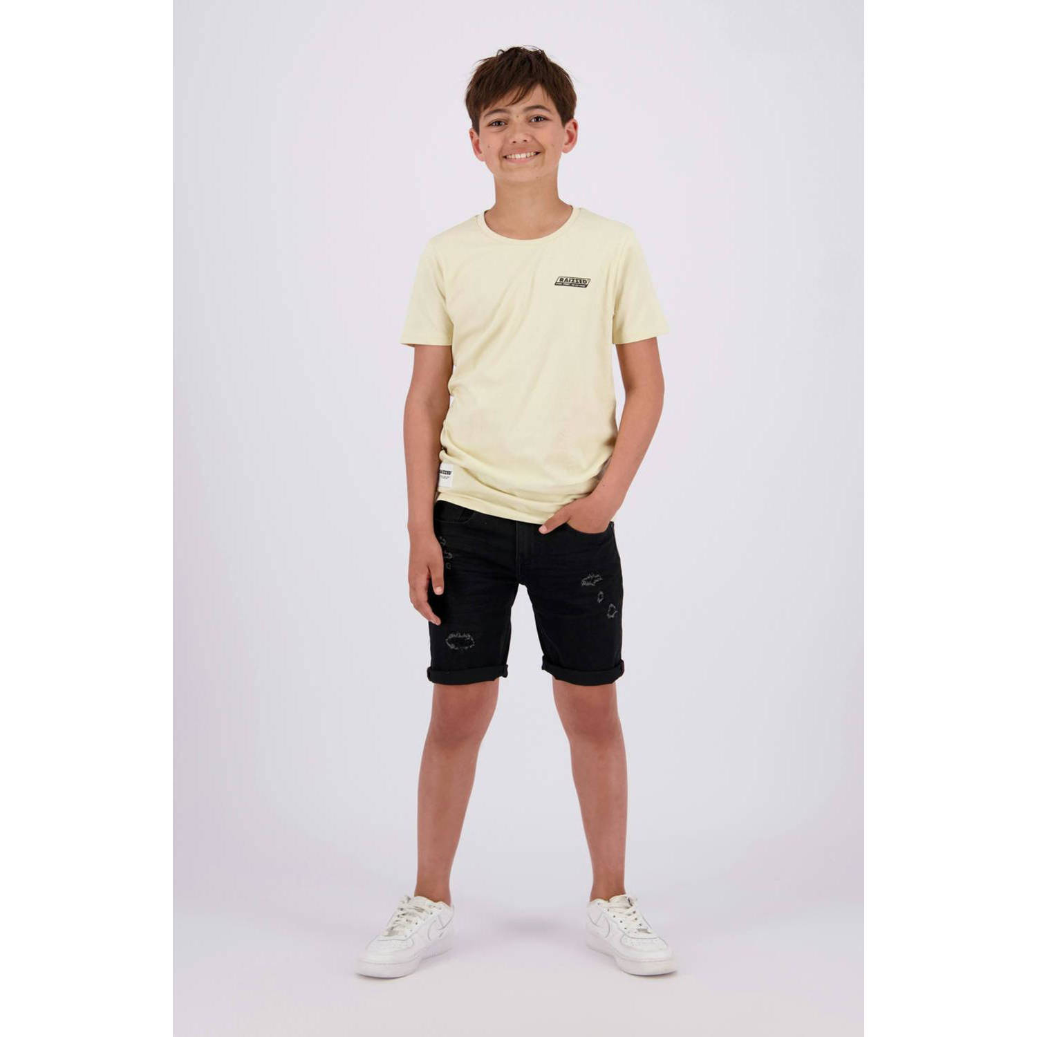 Raizzed T-shirt Beckley met printopdruk beige Jongens Katoen Ronde hals 128