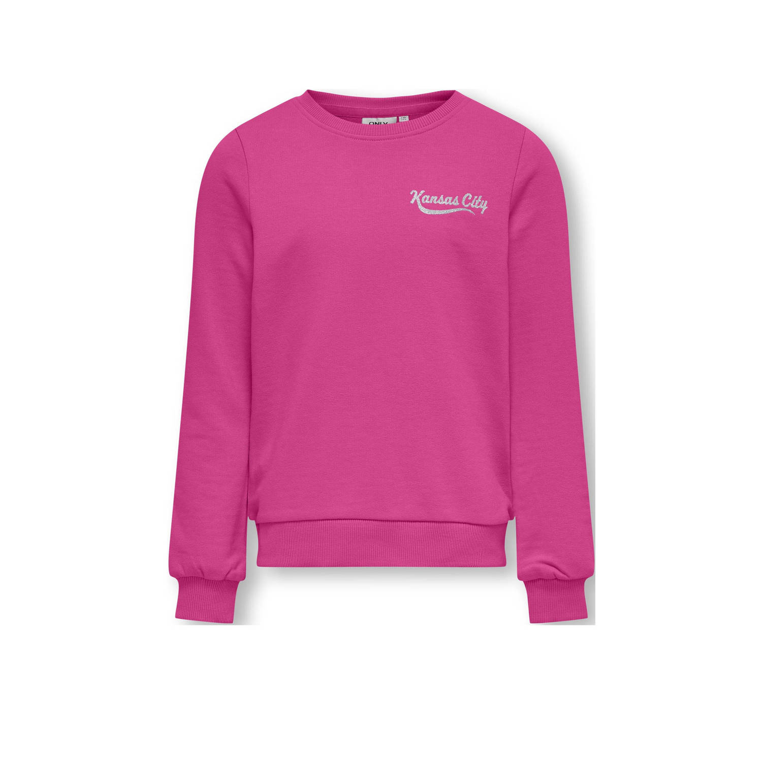 Only KIDS GIRL sweater KOGSOPHIE met backprint fuchsia Roze Backprint 110 116