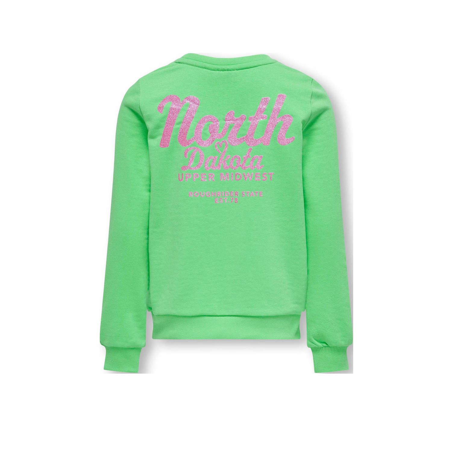 ONLY KIDS GIRL sweater KOGSOPHIE met backprint groen roze