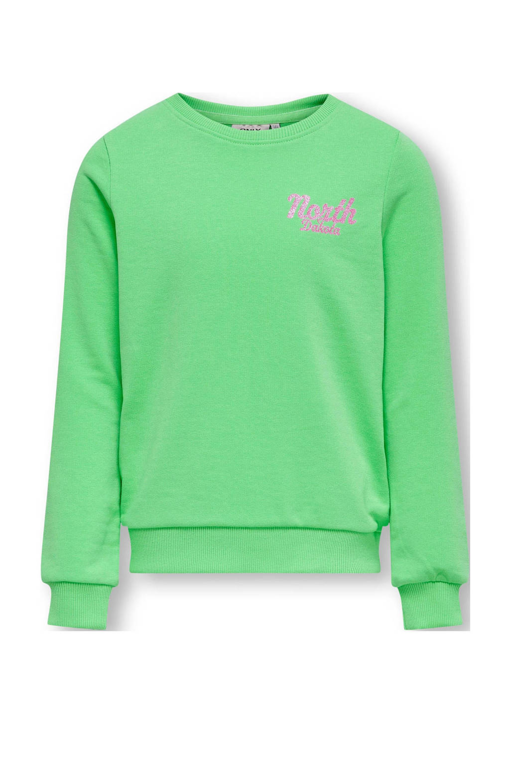 sweater KOGSOPHIE met backprint groen/roze