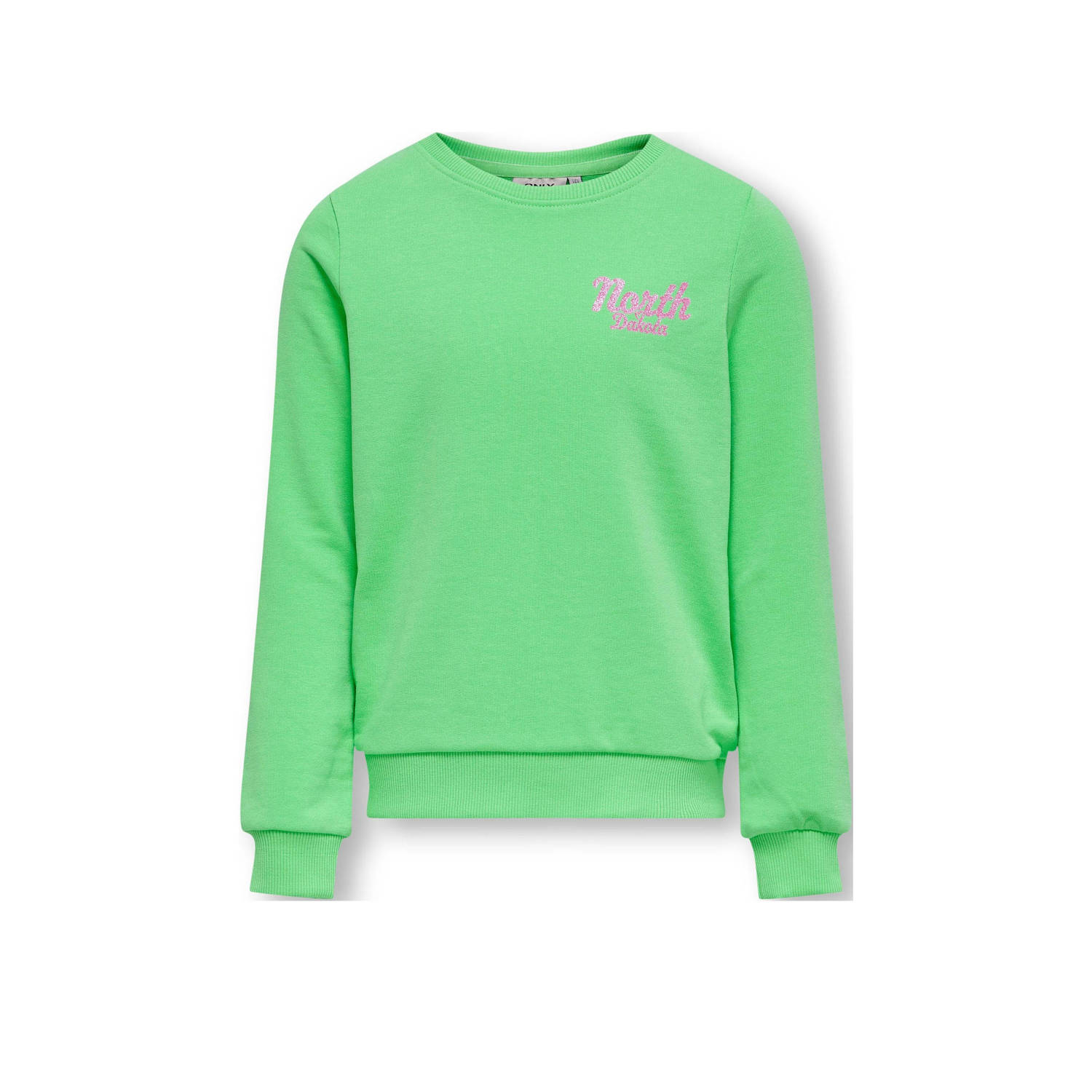 Only KIDS GIRL sweater KOGSOPHIE met backprint groen roze Backprint 122 128