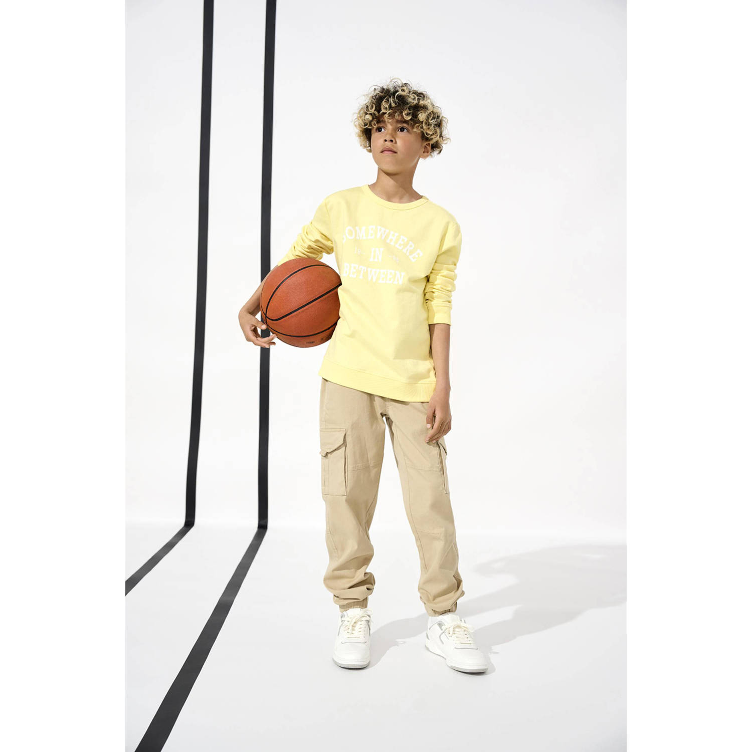 Only KIDS BOY cargobroek KOBMAXWELL beige Jongens Stretchkatoen Effen 128