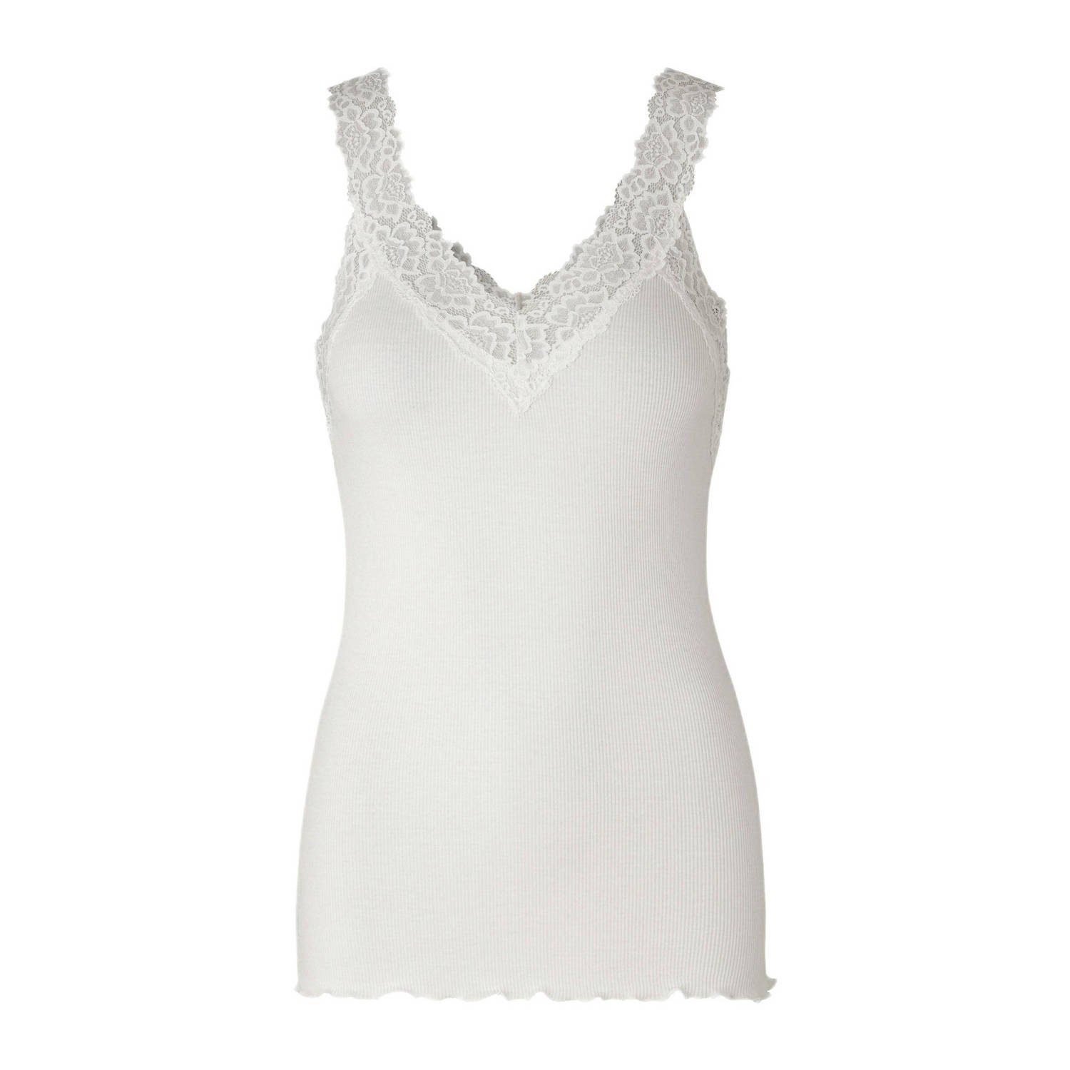 Rosemunde Shirt voor eronder Bernardine Organic Cotton Top met prachtige vintage kanten afwerking aan de v-hals