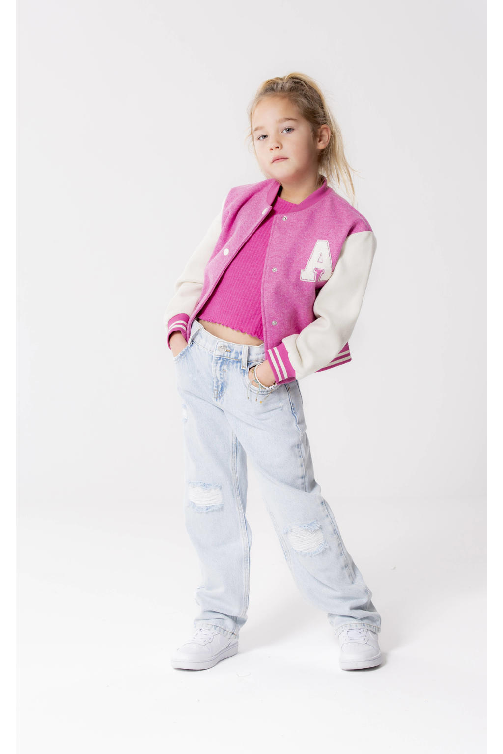 KIDS ONLY GIRL bomberjack zomer KOGSILJA LIFE warmroze/wit