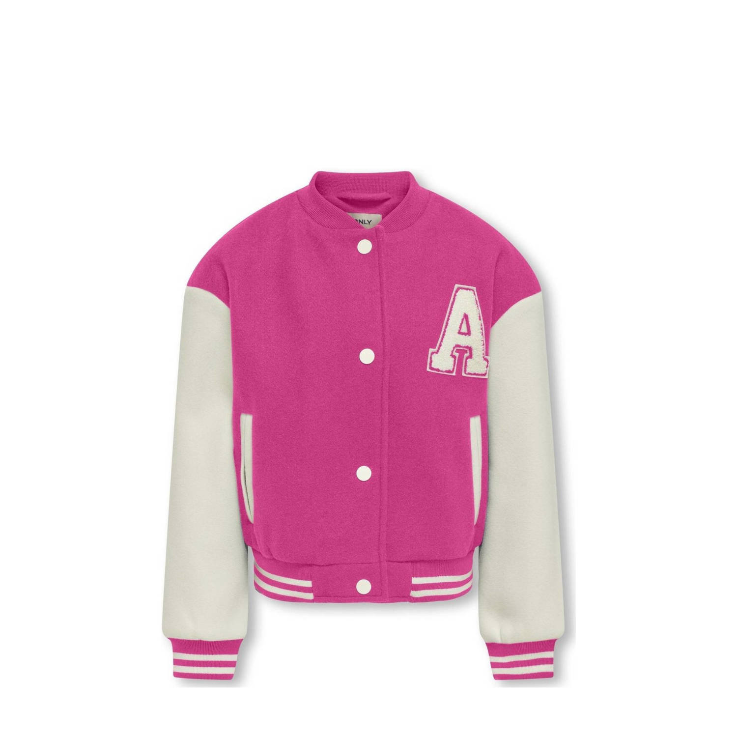 Only KIDS GIRL bomberjack zomer KOGSILJA LIFE warmroze wit Jas Meisjes Gerecycled polyester Ronde hals 128