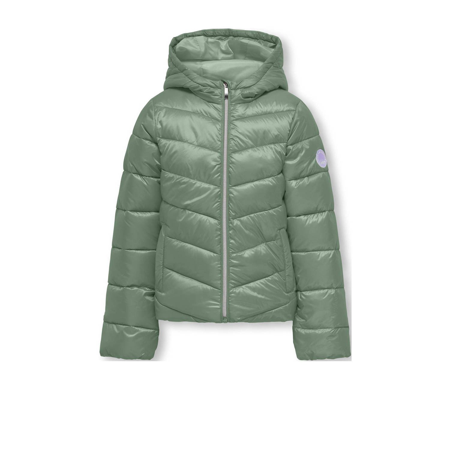 Only KIDS GIRL gewatteerde tussenjas KOGTALLA zachtgroen Meisjes Polyester Capuchon 116