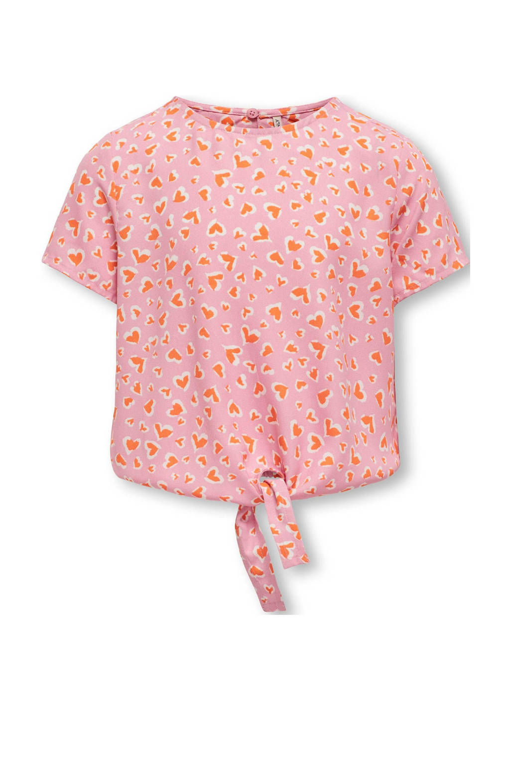 blouse KOGPALMA met all over print lichtroze/oranje/wit