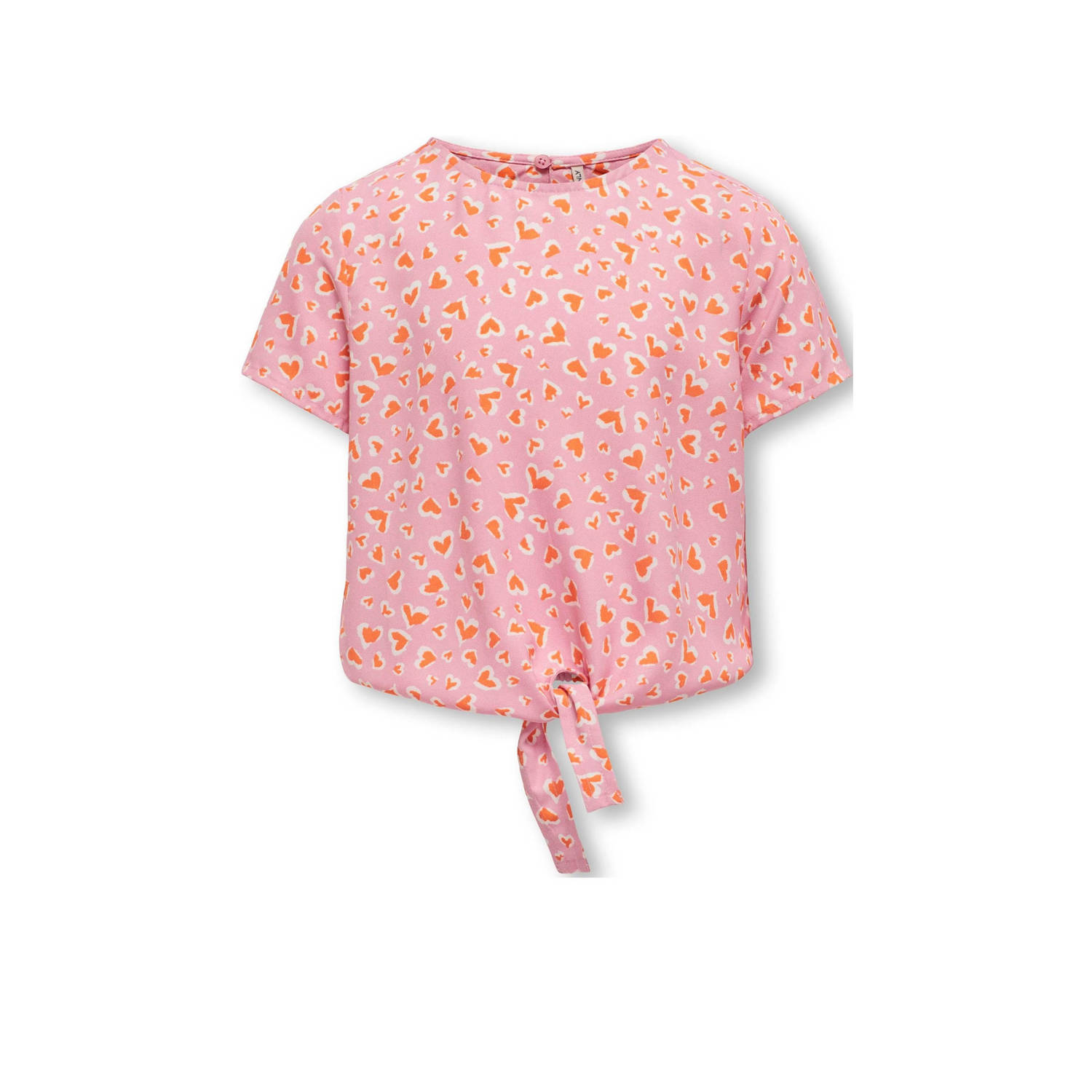 ONLY KIDS GIRL blouse KOGPALMA met all over print lichtroze oranje wit